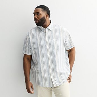 Big & Tall Sonoma Goods For Life® Short Sleeve Linen Printed Shirt