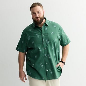 Big & Tall Sonoma Goods For Life® Short Sleeve Linen Printed Shirt