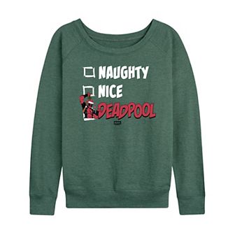 Women's Marvel Deadpool Naughty & Nice List French Terry Long Sleeve Tee