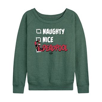 Women's Marvel Deadpool Naughty & Nice List French Terry Long Sleeve Tee