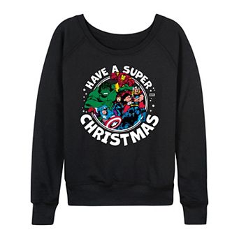 Women's Marvel Have A Super Christmas French Terry Long Sleeve Tee