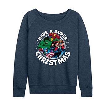 Women's Marvel Have A Super Christmas French Terry Long Sleeve Tee