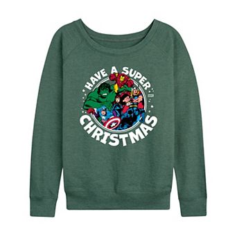 Women's Marvel Have A Super Christmas French Terry Long Sleeve Tee