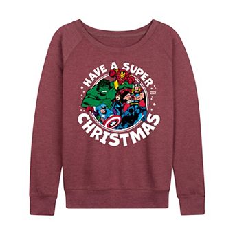 Women's Marvel Have A Super Christmas French Terry Long Sleeve Tee