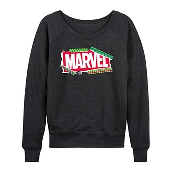Women's Marvel Logo Christmas French Terry Long Sleeve Tee