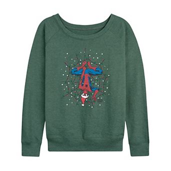 Women's Marvel Spider-Man Holiday Lights French Terry Long Sleeve Tee