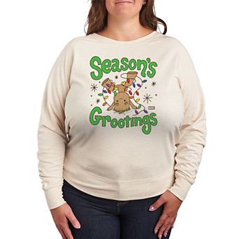Plus Size Marvel Season's Grootings French Terry Long Sleeve Tee