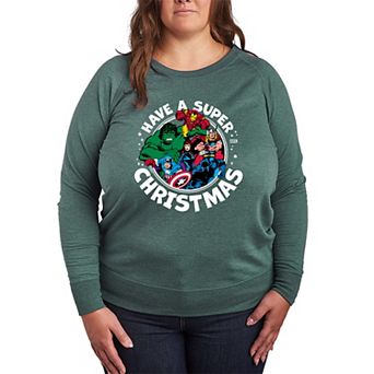 Plus Size Marvel Have A Super Christmas French Terry Long Sleeve Tee