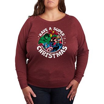 Plus Size Marvel Have A Super Christmas French Terry Long Sleeve Tee