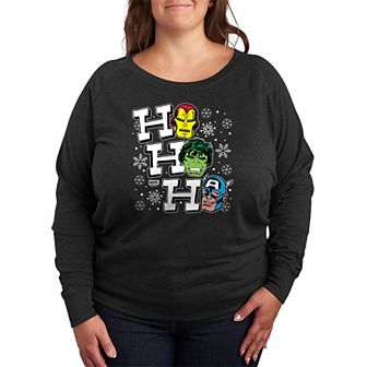 Plus Size Marvel Ho Ho Ho French Terry Long Sleeve Tee