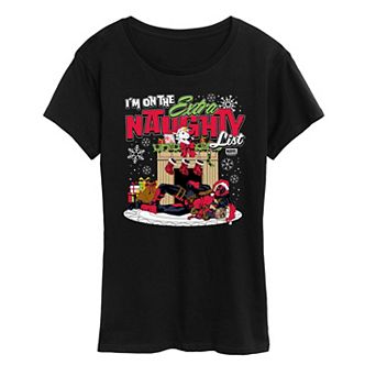 Women's Deadpool Extra Naughty List Christmas Graphic Tee