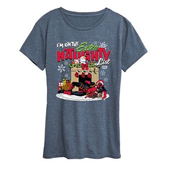 Women's Deadpool Extra Naughty List Christmas Graphic Tee