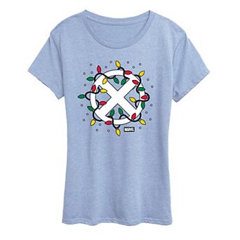 Women's X-Men Logo Christmas Lights Graphic Tee
