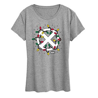 Women's X-Men Logo Christmas Lights Graphic Tee