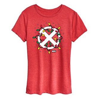 Women's X-Men Logo Christmas Lights Graphic Tee