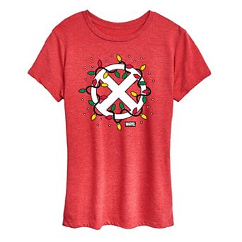 Women's X-Men Logo Christmas Lights Graphic Tee
