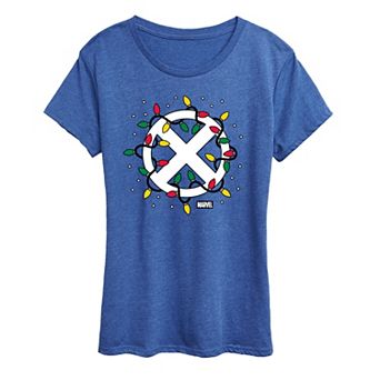 Women's X-Men Logo Christmas Lights Graphic Tee