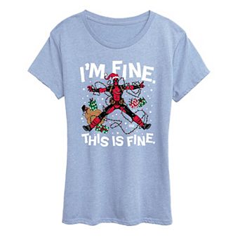 Women's Deadpool I'm Fine This Is Fine Christmas Graphic Tee