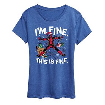 Women's Deadpool I'm Fine This Is Fine Christmas Graphic Tee