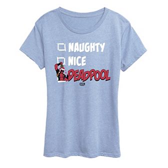 Women's Deadpool Naughty & Nice List Christmas Graphic Tee