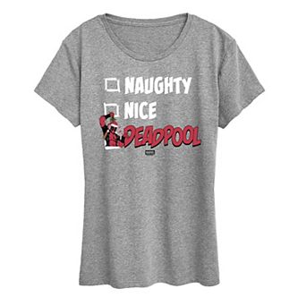 Women's Deadpool Naughty & Nice List Christmas Graphic Tee