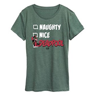Women's Deadpool Naughty & Nice List Christmas Graphic Tee
