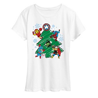 Women's Marvel Christmas Doodles Graphic Tee