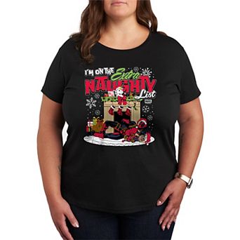 Plus Size Deadpool Extra Naughty List Christmas Graphic Tee