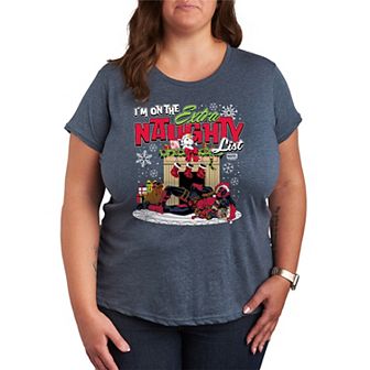 Plus Size Deadpool Extra Naughty List Christmas Graphic Tee