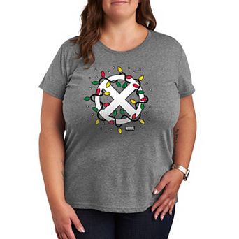 Plus Size X-Men Logo Christmas Lights Christmas Graphic Tee