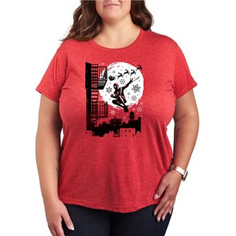 Plus Size Marvel Spider-Man Miles Morales & Santa Christmas Graphic Tee