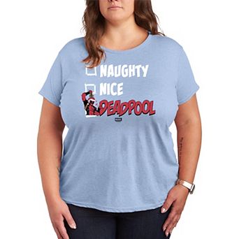 Plus Size Deadpool Naughty & Nice List Christmas Graphic Tee