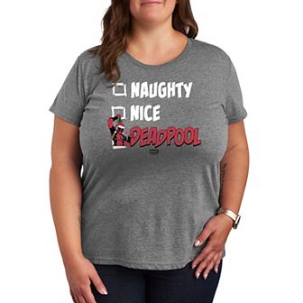 Plus Size Deadpool Naughty & Nice List Christmas Graphic Tee