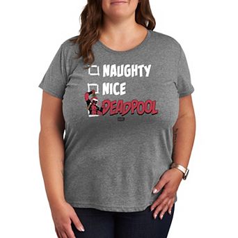 Plus Size Deadpool Naughty & Nice List Christmas Graphic Tee
