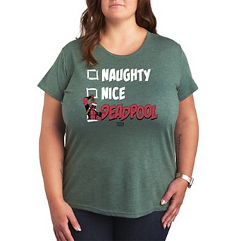 Plus Size Deadpool Naughty & Nice List Christmas Graphic Tee