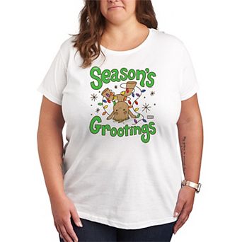 Plus Size Guardians Of The Galaxy Season's Grootings Christmas Graphic Tee