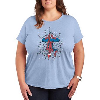Plus Size Marvel Spider-Man Holiday Lights Web Christmas Graphic Tee