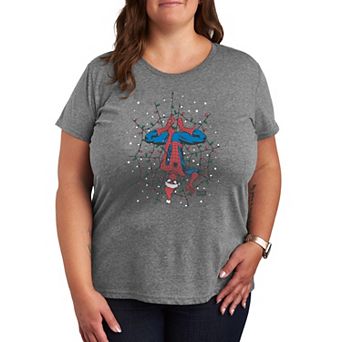 Plus Size Marvel Spider-Man Holiday Lights Web Christmas Graphic Tee