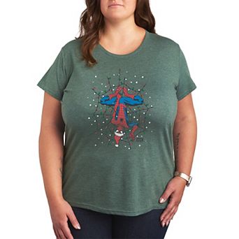 Plus Size Marvel Spider-Man Holiday Lights Web Christmas Graphic Tee