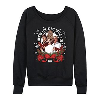 Women's Star Wars Merry Force Be With You Christmas Graphic Long Sleeve Tee