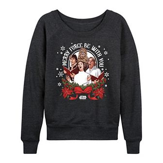 Women's Star Wars Merry Force Be With You Christmas Graphic Long Sleeve Tee