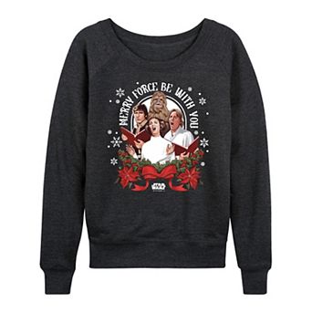 Women's Star Wars Merry Force Be With You Christmas Graphic Long Sleeve Tee