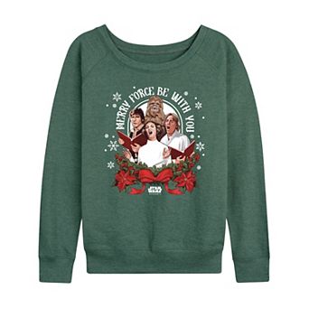 Women's Star Wars Merry Force Be With You Christmas Graphic Long Sleeve Tee