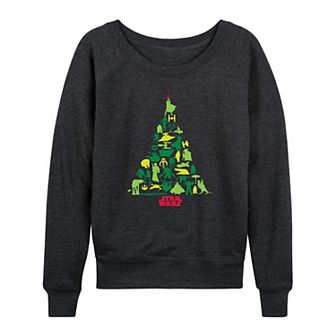 Women's Star Wars Christmas Tree Silhouette Christmas Graphic Long Sleeve Tee