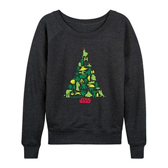 Women's Star Wars Christmas Tree Silhouette Christmas Graphic Long Sleeve Tee