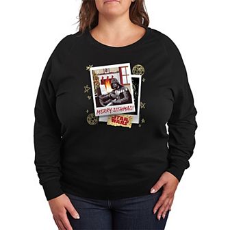 Plus Size Star Wars Merry Sithmas Polaroid Christmas Graphic French Terry Long Sleeve Tee