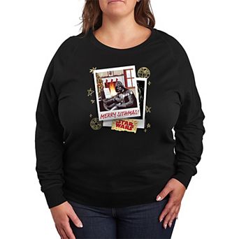 Plus Size Star Wars Merry Sithmas Polaroid Christmas Graphic French Terry Long Sleeve Tee