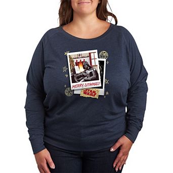 Plus Size Star Wars Merry Sithmas Polaroid Christmas Graphic French Terry Long Sleeve Tee
