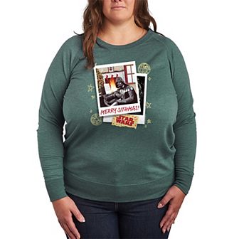 Plus Size Star Wars Merry Sithmas Polaroid Christmas Graphic French Terry Long Sleeve Tee