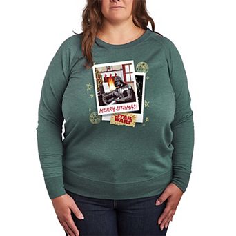 Plus Size Star Wars Merry Sithmas Polaroid Christmas Graphic French Terry Long Sleeve Tee